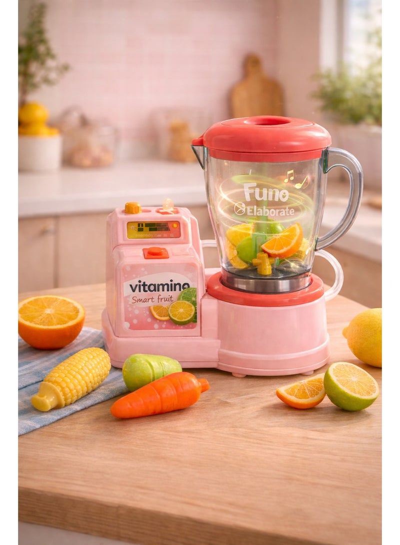 Kids Pretend Juice Blender Toy With Light & Music – Realistic Kitchen Play Set - Image 1